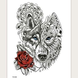 🍉5 for $25* 7.5" Wolf Mandala Tattoo